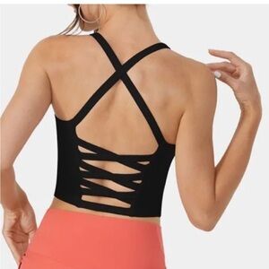 HALARA Black Strappy Back Crop Top